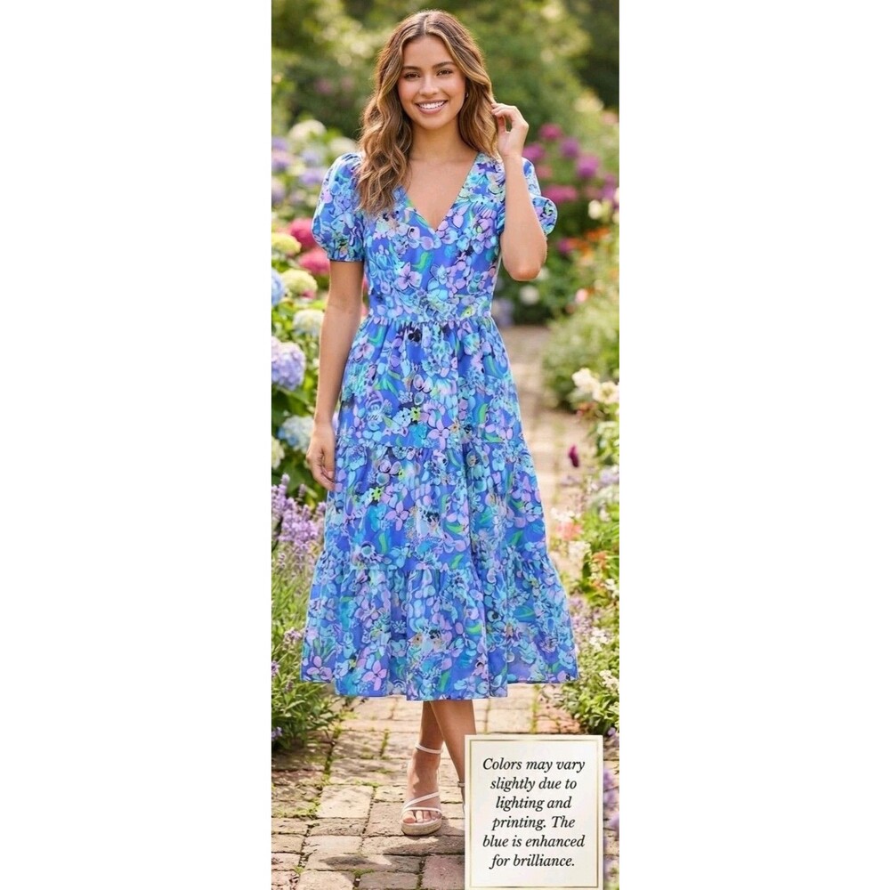 LILLY PULITZER NWT Blue Grotto Twilight Tropics Dress Sz 8 MSRP $258 (826)